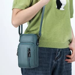 Lightweight Crossbody Messenger Bag, Women's Cow Leather Small Shoulder Purse, Multi Compartment Pocket, Vertical Phone Bag