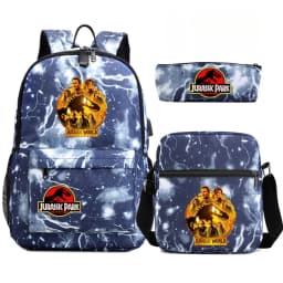 Dinosaur Jurassic Park World Backpack 3Pcs Mochila Boy Girl School Book Bags Travel Rucksack Shoulder Bag Pencil case
