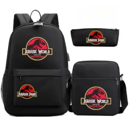 Dinosaur Jurassic Park World Backpack 3Pcs Mochila Boy Girl School Book Bags Travel Rucksack Shoulder Bag Pencil case
