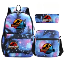 Dinosaur Jurassic Park World Backpack 3Pcs Mochila Boy Girl School Book Bags Travel Rucksack Shoulder Bag Pencil case