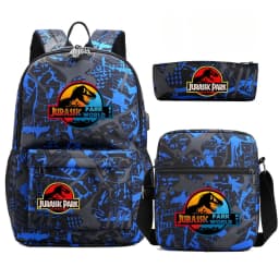 Dinosaur Jurassic Park World Backpack 3Pcs Mochila Boy Girl School Book Bags Travel Rucksack Shoulder Bag Pencil case