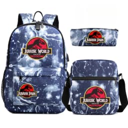 Dinosaur Jurassic Park World Backpack 3Pcs Mochila Boy Girl School Book Bags Travel Rucksack Shoulder Bag Pencil case