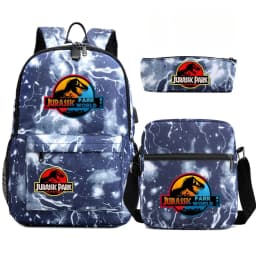 Dinosaur Jurassic Park World Backpack 3Pcs Mochila Boy Girl School Book Bags Travel Rucksack Shoulder Bag Pencil case