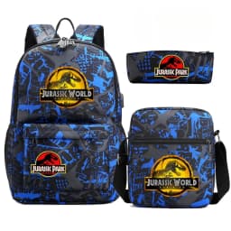 Dinosaur Jurassic Park World Backpack 3Pcs Mochila Boy Girl School Book Bags Travel Rucksack Shoulder Bag Pencil case