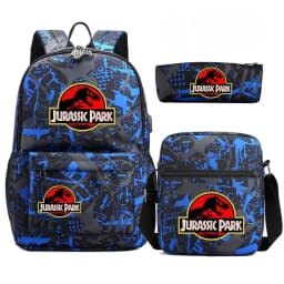 Dinosaur Jurassic Park World Backpack 3Pcs Mochila Boy Girl School Book Bags Travel Rucksack Shoulder Bag Pencil case