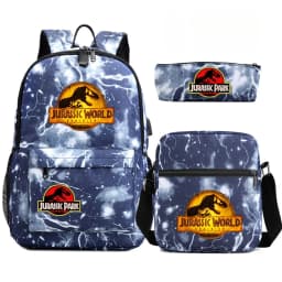 Dinosaur Jurassic Park World Backpack 3Pcs Mochila Boy Girl School Book Bags Travel Rucksack Shoulder Bag Pencil case
