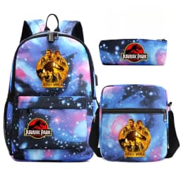 Dinosaur Jurassic Park World Backpack 3Pcs Mochila Boy Girl School Book Bags Travel Rucksack Shoulder Bag Pencil case