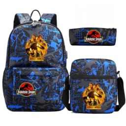 Dinosaur Jurassic Park World Backpack 3Pcs Mochila Boy Girl School Book Bags Travel Rucksack Shoulder Bag Pencil case
