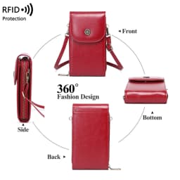 Retro Oil Wax Leather Mobile Phone Bag, RFID, Anti-theft, Brush, Vertical Shoulder Bag, Fashion Crossbody Wallet