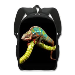 16 Inches Pet Frog Chameleon Snak Spider Animal Print Backpack Women School Bags for Travel Children Kids Book Bag Gift