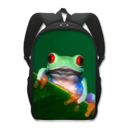 16 Inches Pet Frog Chameleon Snak Spider Animal Print Backpack Women School Bags for Travel Children Kids Book Bag Gift