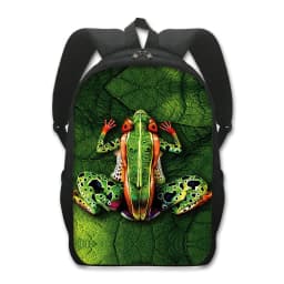 16 Inches Pet Frog Chameleon Snak Spider Animal Print Backpack Women School Bags for Travel Children Kids Book Bag Gift