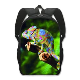16 Inches Pet Frog Chameleon Snak Spider Animal Print Backpack Women School Bags for Travel Children Kids Book Bag Gift