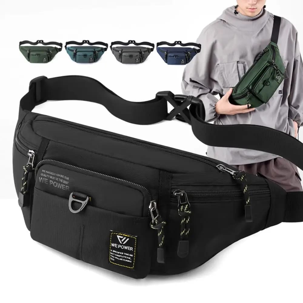 Casual Nylon Men Waist Fanny Pack Solid Color Multi-Pocket Sling Chest Bag Anti-theft Large-capacity Male Pouch Purse