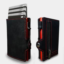 CASEKEY Men Wallet Billetera RFID Blocking Pop Up Credit Card Holder Mini Purse Pu Leather Cardholder Tarjetero with Coin Purse