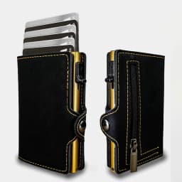 CASEKEY Men Wallet Billetera RFID Blocking Pop Up Credit Card Holder Mini Purse Pu Leather Cardholder Tarjetero with Coin Purse