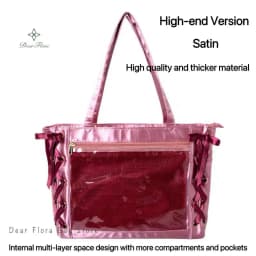 Japanese Sweet Women Ribbon Ita Bag Fashion Large Capacity Tote Bag Aesthetic Shoulder Bag Cute Lolita Girl Transparent Handbags