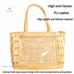 Japanese Sweet Women Ribbon Ita Bag Fashion Large Capacity Tote Bag Aesthetic Shoulder Bag Cute Lolita Girl Transparent Handbags