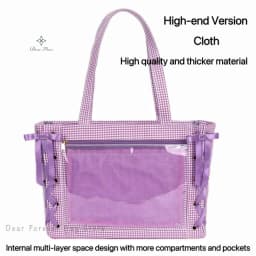 Japanese Sweet Women Ribbon Ita Bag Fashion Large Capacity Tote Bag Aesthetic Shoulder Bag Cute Lolita Girl Transparent Handbags