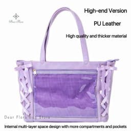 Japanese Sweet Women Ribbon Ita Bag Fashion Large Capacity Tote Bag Aesthetic Shoulder Bag Cute Lolita Girl Transparent Handbags