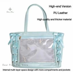 Japanese Sweet Women Ribbon Ita Bag Fashion Large Capacity Tote Bag Aesthetic Shoulder Bag Cute Lolita Girl Transparent Handbags