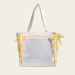 Japanese Sweet Women Ribbon Ita Bag Fashion Large Capacity Tote Bag Aesthetic Shoulder Bag Cute Lolita Girl Transparent Handbags