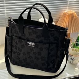 3D Floral Design Tote Bag, Thickened Zipper, Multifunctional Canvas Bag, Student Computer Handbag Shoulder Crossbody School Bag,