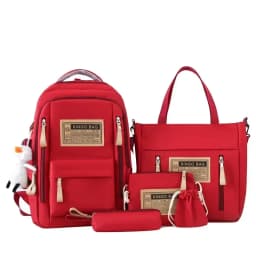 5-piece Set of Free Pendants Forest Style Korean Version Casual Harajuku Student Backpack for High School Girls Large Capacity