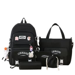 5-piece Set of Free Pendants Forest Style Korean Version Casual Harajuku Student Backpack for High School Girls Large Capacity