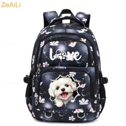 Cute Cat Dog Themed Casual Waterproof Women Backpack Female Travel Bag Backpacks Schoolbag for Teenage Girls Bookbag Mochila