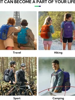 WATERFLY Hiking Foldable Daypack Backpack: 25L Ultra Lightweight Packable Waterproof Outdoor Travel Day Pack for Woman Man