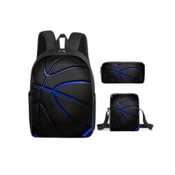 Basketball Print 3Pcs/Set Backpack with Messenger Bags ,Pencil Bags for Boy/Girl Best Gift Cartoon Student School Bags