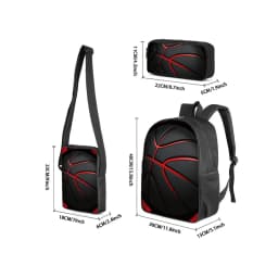 Basketball Print 3Pcs/Set Backpack with Messenger Bags ,Pencil Bags for Boy/Girl Best Gift Cartoon Student School Bags