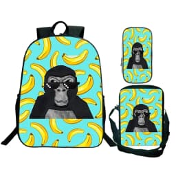 Game Gorilla Tag Print Backpack with Shoulder Bag Pencil Case Boys Funny Cartoon Schoolbag Waterproof Children Boolbag 3Pcs Set