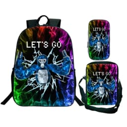 Game Gorilla Tag Print Backpack with Shoulder Bag Pencil Case Boys Funny Cartoon Schoolbag Waterproof Children Boolbag 3Pcs Set