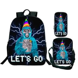 Game Gorilla Tag Print Backpack with Shoulder Bag Pencil Case Boys Funny Cartoon Schoolbag Waterproof Children Boolbag 3Pcs Set