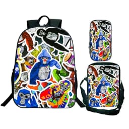 Game Gorilla Tag Print Backpack with Shoulder Bag Pencil Case Boys Funny Cartoon Schoolbag Waterproof Children Boolbag 3Pcs Set