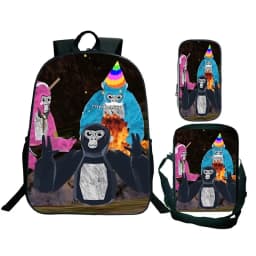 Game Gorilla Tag Print Backpack with Shoulder Bag Pencil Case Boys Funny Cartoon Schoolbag Waterproof Children Boolbag 3Pcs Set