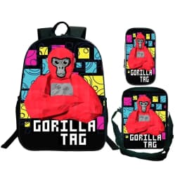 Game Gorilla Tag Print Backpack with Shoulder Bag Pencil Case Boys Funny Cartoon Schoolbag Waterproof Children Boolbag 3Pcs Set