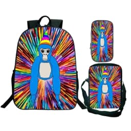 Game Gorilla Tag Print Backpack with Shoulder Bag Pencil Case Boys Funny Cartoon Schoolbag Waterproof Children Boolbag 3Pcs Set