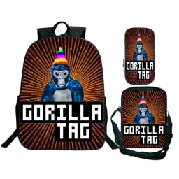 Game Gorilla Tag Print Backpack with Shoulder Bag Pencil Case Boys Funny Cartoon Schoolbag Waterproof Children Boolbag 3Pcs Set