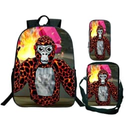 Game Gorilla Tag Print Backpack with Shoulder Bag Pencil Case Boys Funny Cartoon Schoolbag Waterproof Children Boolbag 3Pcs Set