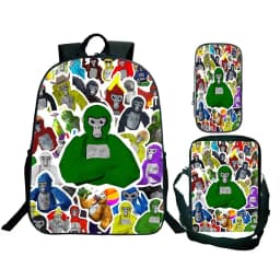 Game Gorilla Tag Print Backpack with Shoulder Bag Pencil Case Boys Funny Cartoon Schoolbag Waterproof Children Boolbag 3Pcs Set