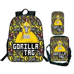 Game Gorilla Tag Print Backpack with Shoulder Bag Pencil Case Boys Funny Cartoon Schoolbag Waterproof Children Boolbag 3Pcs Set