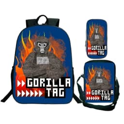 Game Gorilla Tag Print Backpack with Shoulder Bag Pencil Case Boys Funny Cartoon Schoolbag Waterproof Children Boolbag 3Pcs Set