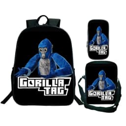Game Gorilla Tag Print Backpack with Shoulder Bag Pencil Case Boys Funny Cartoon Schoolbag Waterproof Children Boolbag 3Pcs Set