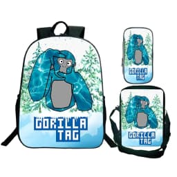 Game Gorilla Tag Print Backpack with Shoulder Bag Pencil Case Boys Funny Cartoon Schoolbag Waterproof Children Boolbag 3Pcs Set