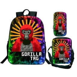 Game Gorilla Tag Print Backpack with Shoulder Bag Pencil Case Boys Funny Cartoon Schoolbag Waterproof Children Boolbag 3Pcs Set