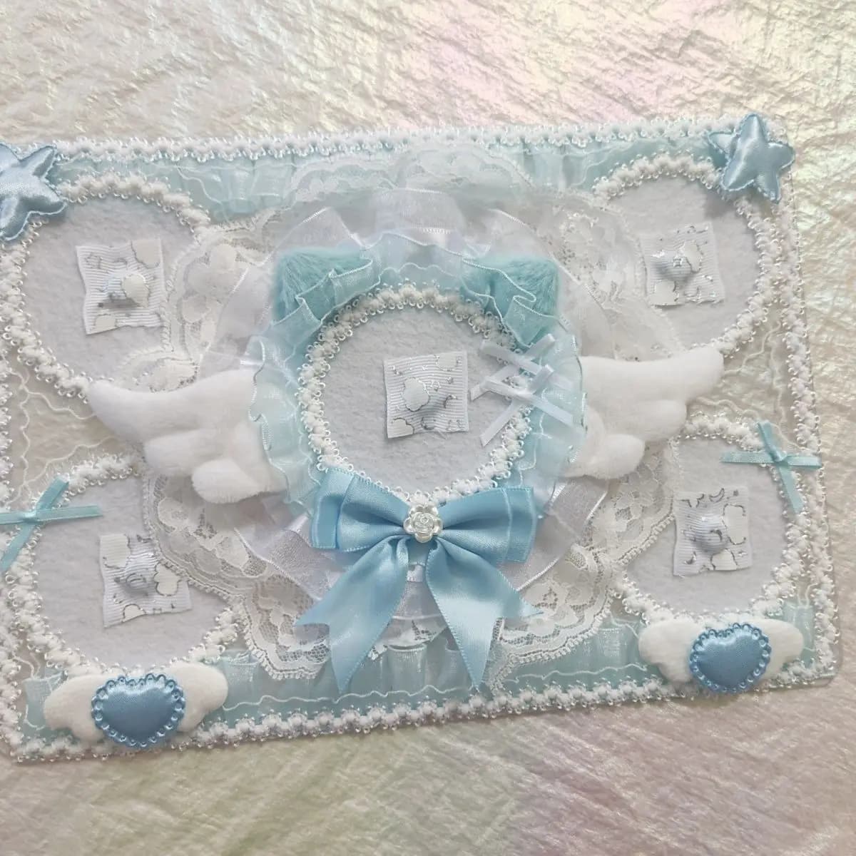 Handmade Lace Bowknot Cat Ears Wings Large Capacity Ribbon Ita Board Badge Holder Ita Bag Accessory Ita Bag Insert Board