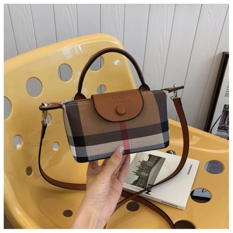 1pcs PU Flap Button Mini Shoulder Bag With Adjustable Strap Crossbody Purse